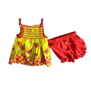Park Bench Kids Girls Baby Infant Size 0 3 Months 2 pc Short Set Outfit Yellow O